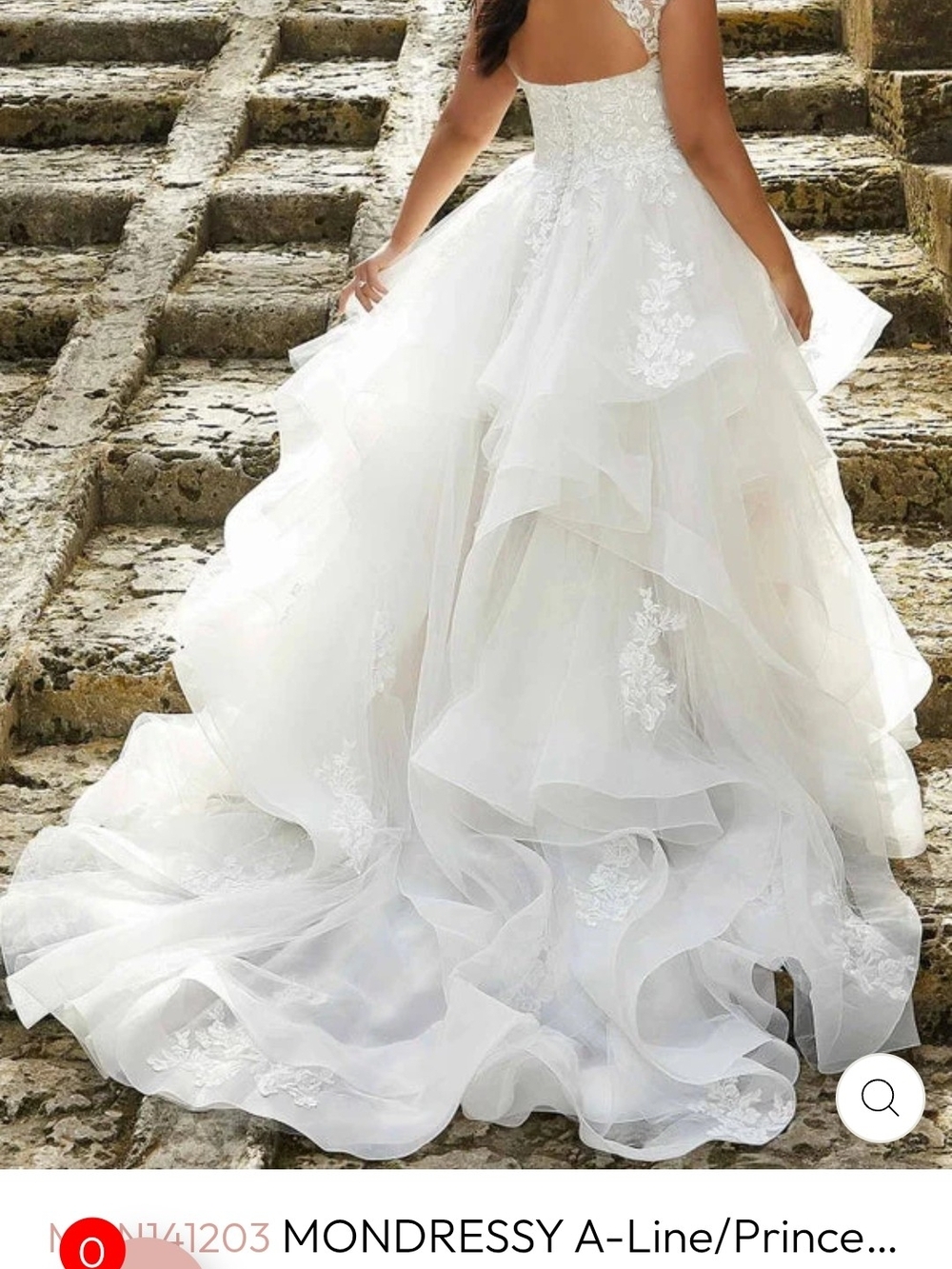 White A-Line Tulle Wedding Dress with Lace Appliqué